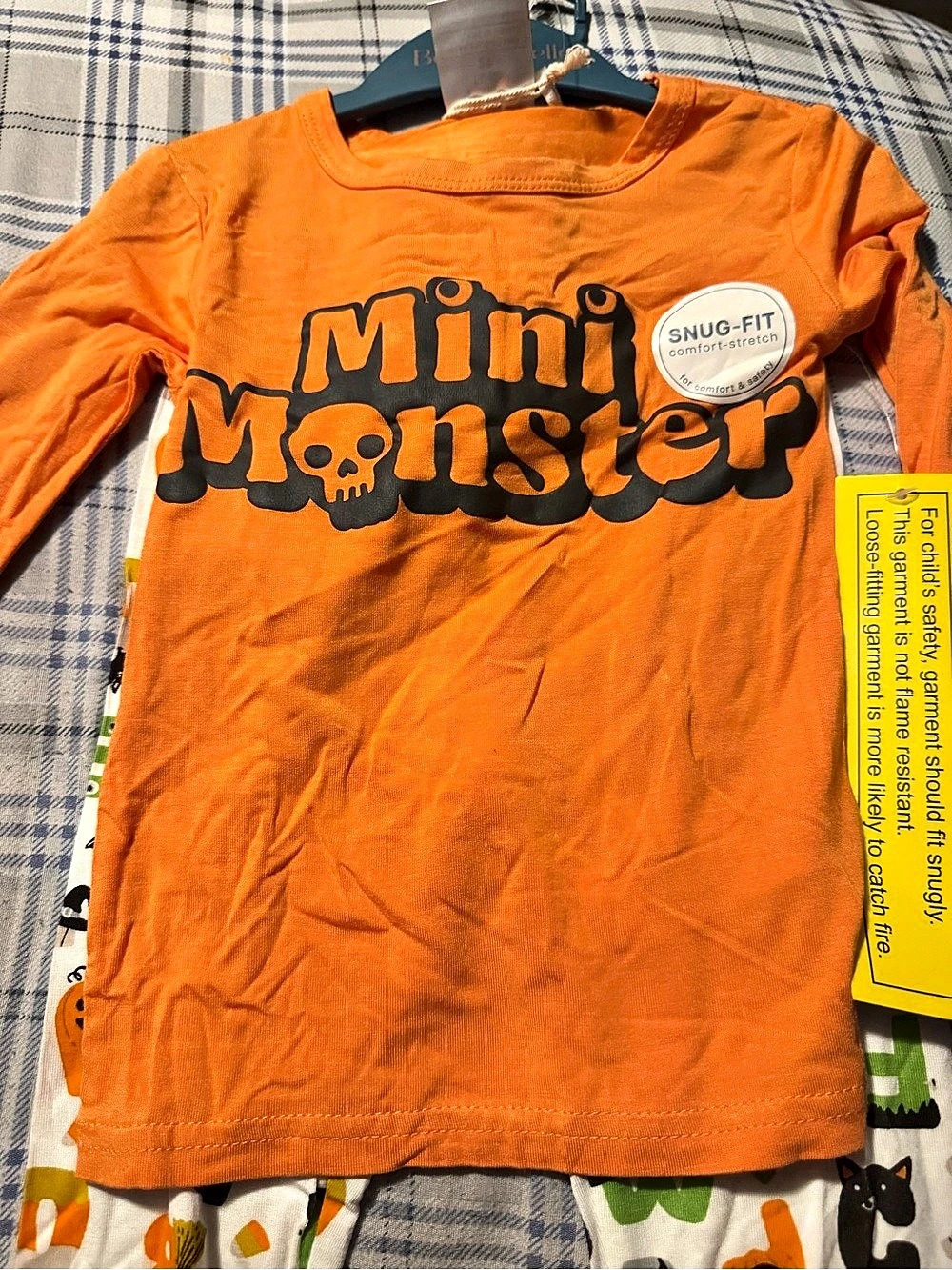 Baby Beau And Belle Bamboo Mini Monster Orange & White Halloween Kids Pajama Set